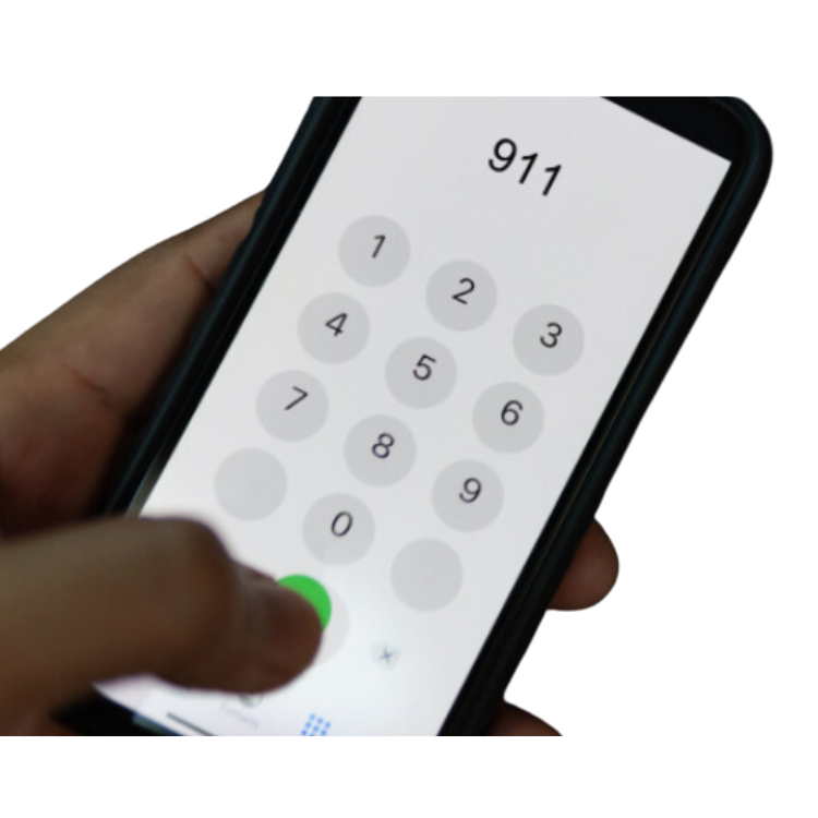 Hand dialing 911 on phone